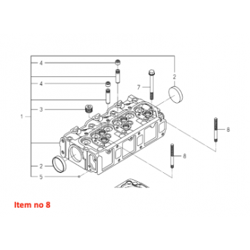 Cylinder head stud Iseki /Isuzu E3CD, E3CE, E3CF, E3CG, E4CG, E262, E269, E374, E383, E393, E3100, E3112, Massey Ferguson, Mitsubishi, 